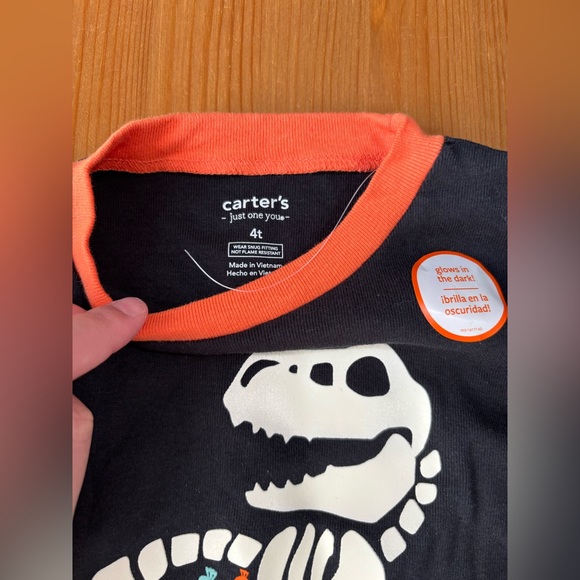 Carter's Glow In The Dark Halloween T-Rex Trick Or Treating PJ's Set Size 4T - Picture 2 of 7